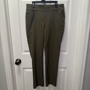 Talbots Petite 10P Olive Pull On Ankle Pants Stretch Slim